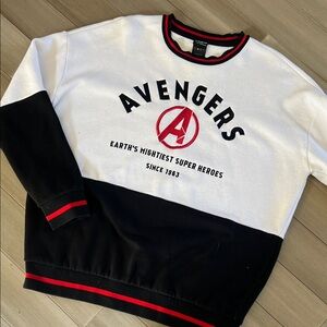 Avengers Unisex Black and White Colorblock Fleece Sweatshirt from Box Lunch